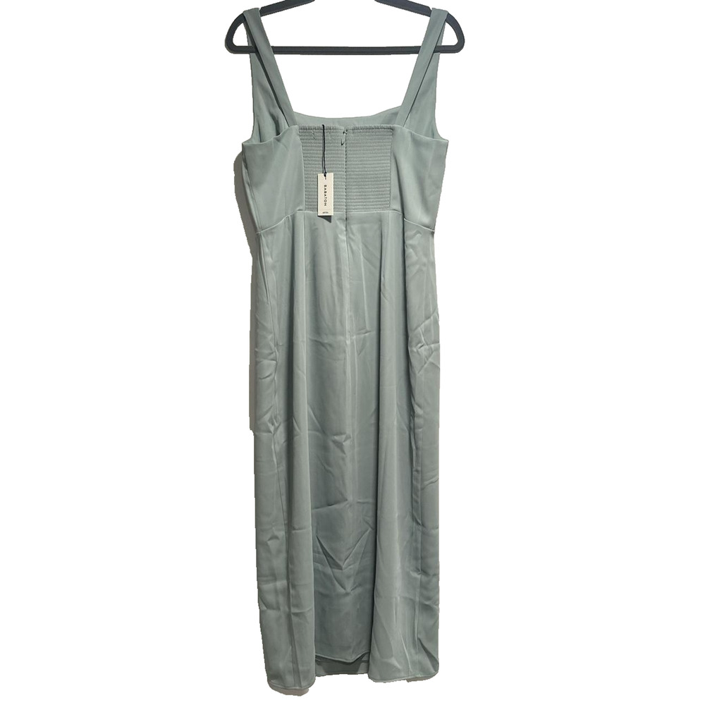 NWT Aritzia Babaton ’90s Slit Midi Dress Terrace Sage Green Size 12 Satin - Picture 3 of 5